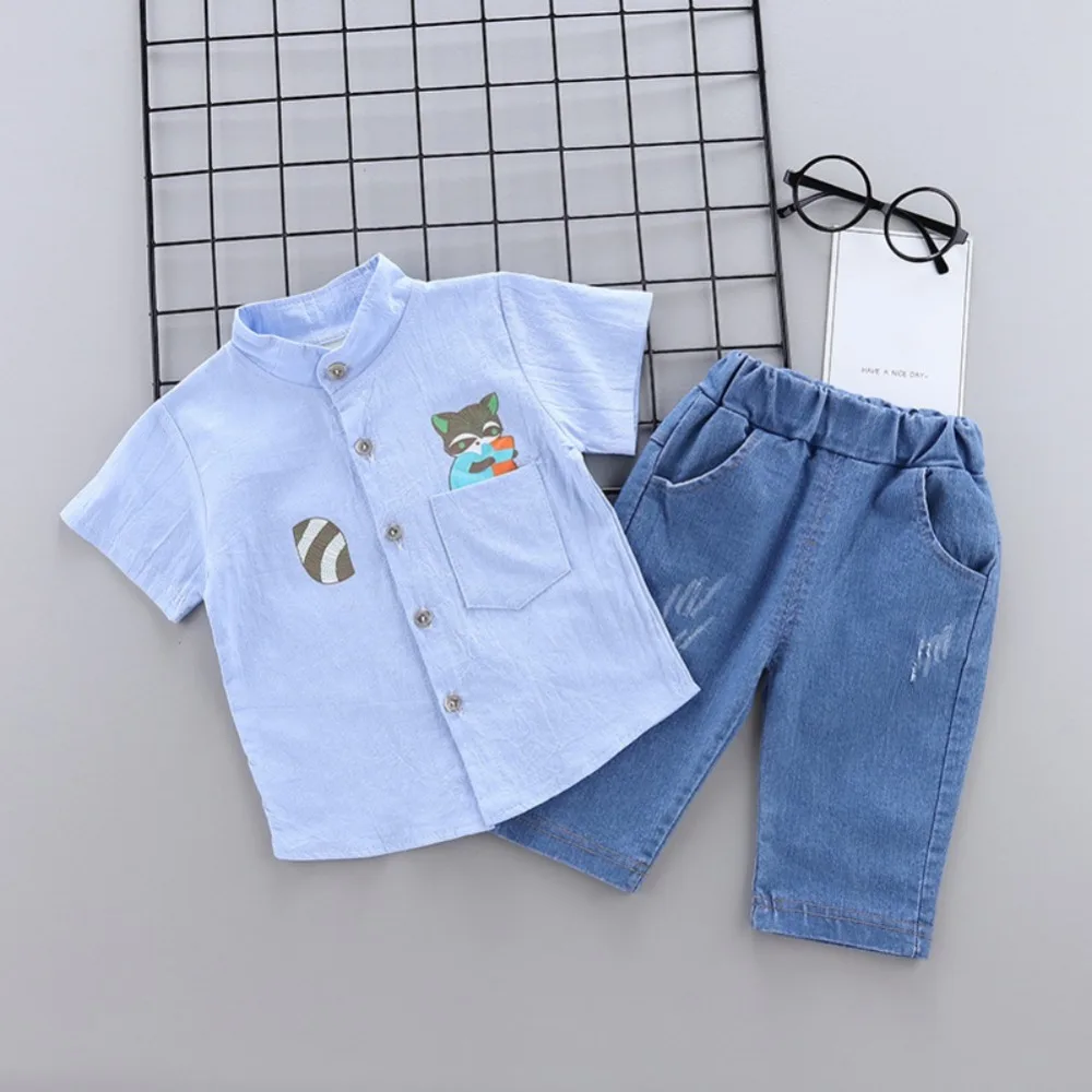 Summer Baby Boys Short Sleeve Cartoon Animal Print Tops Blouse Shirt+Denim Shorts Children Casual Outfits Sets 6M-4T
Summer Baby Boys Short Sleeve Cartoon Animal Print Tops Blouse Shirt+Denim Shorts Children Casual Outfits Sets 6M-4T