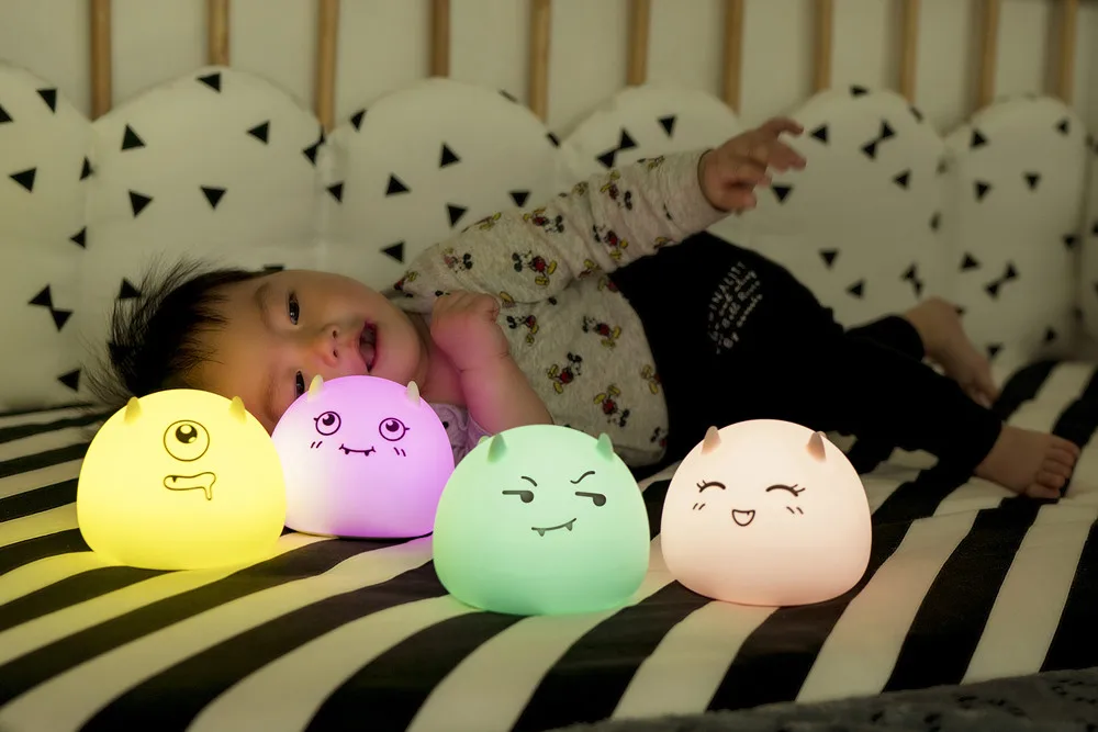 SuperNight Cute Cartoon Demon Ambient LED Night Light Silicone Rechargeable Touch Sensor Bedroom Tablet Lamp for Kids Girl Gift (11)