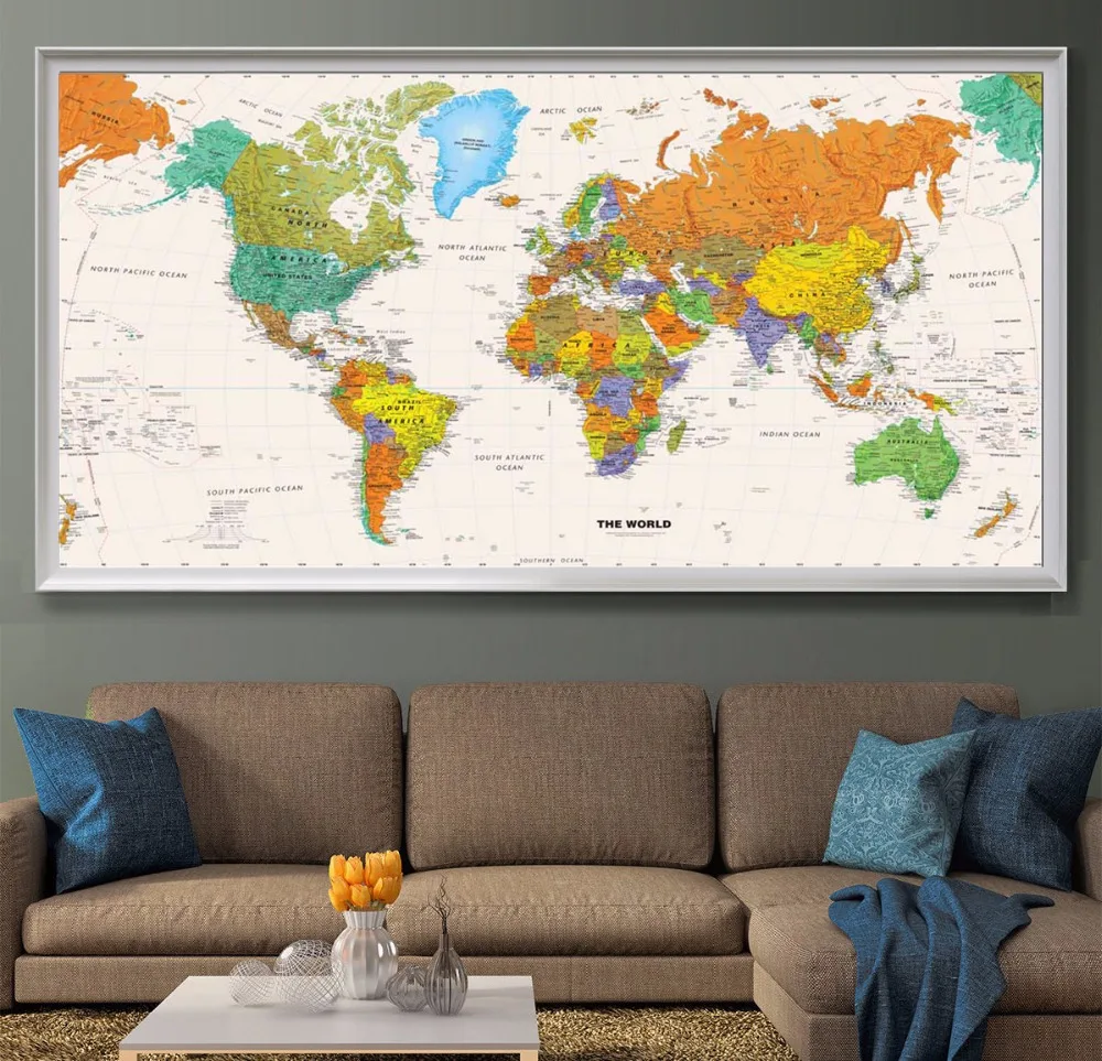 EXECUTIVE WORLD MAP by NATIONAL GEOGRAPHIC Educational Home Office Wall Decor