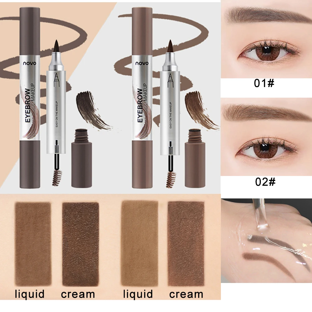 

Novo Artist 2 In 1 Eyebrow Set Liquid Pen + Brow Cream Tattoo Tint Waterproof Dye Eye Brow Gel Makeup Pencil 24H Long Lasting