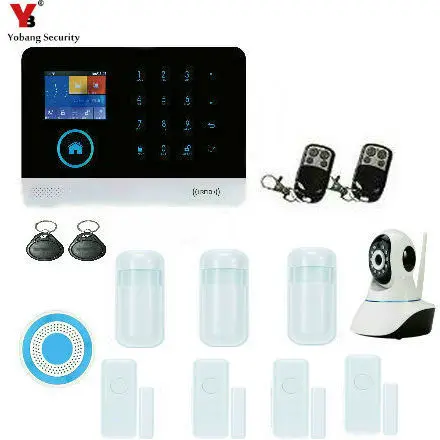 

Yobang Security WIFI RFID GSM Alarm System Kit APP Remote Control 2.4inch TFT LCD Touch Keypad Wireless Siren Video IP Camera