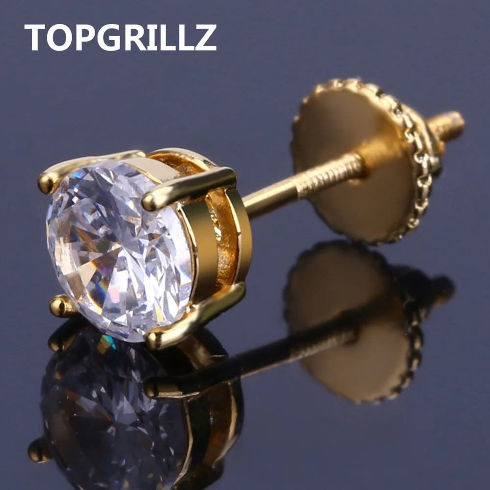 TOPGRILLZ Hip Hop Iced Out Bling 6mm Round CZ Stone Earrings Gold/Silver Micro Pave Lab D Stud Earings With Screw Back
TOPGRILLZ Hip Hop Iced Out Bling 6mm Round CZ Stone Earrings Gold/Silver Micro Pave Lab D Stud Earings With Screw Back