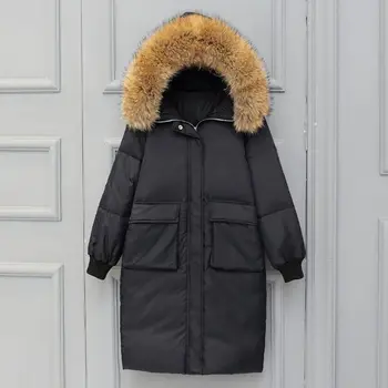 Winter Women White Duck Down Jacket Warm Large Real Fur Collar Hooded Thick Long Down Parkas Coat Female Plus Size Outwear
Winter Women White Duck Down Jacket Warm Large Real Fur Collar Hooded Thick Long Down Parkas Coat Female Plus Size Outwear