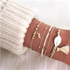 AOMU-1SET-Imitation-Pearl-Bracelet-Tassel-Pendant-Bracelet-Shell-Conch-Alloy-Metal-Bracelet-For-Women-Bohemian