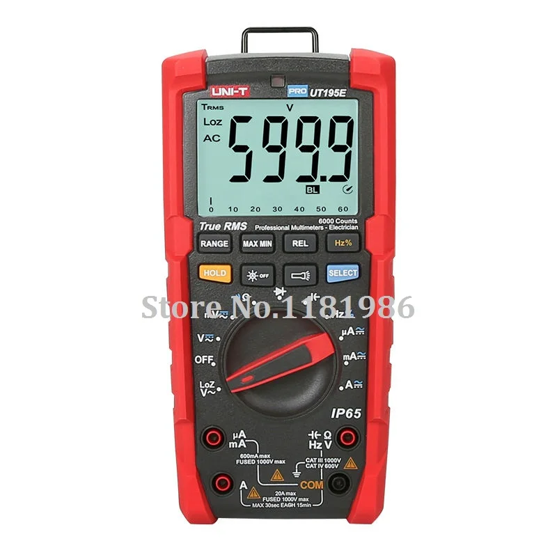 UNI-T UT195E Industrial Waterproof multimeter IP65 Flashlight, True RMS Digital Multimeter LoZ Voltage Measurement
UNI-T UT195E Industrial Waterproof multimeter IP65 Flashlight, True RMS Digital Multimeter LoZ Voltage Measurement