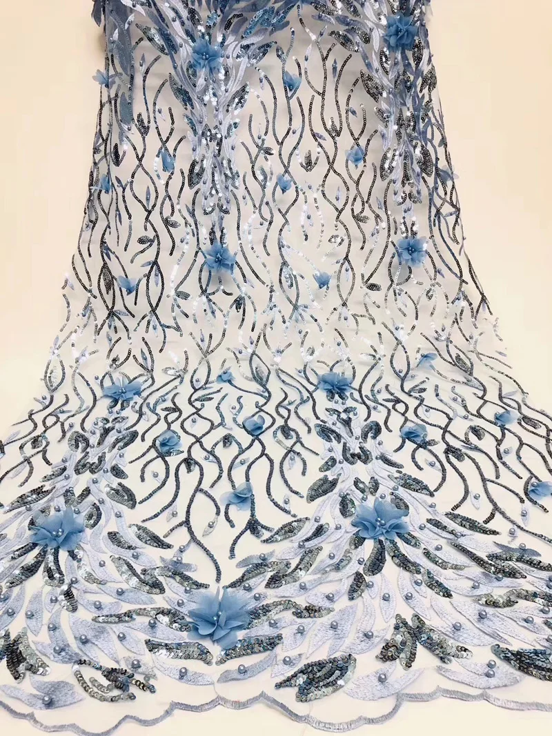 (5yards/pc) shining embroidered African sequins tulle lace fabric skyblue French net lace with beads and 3d flowers FZZ147
(5yards/pc) shining embroidered African sequins tulle lace fabric skyblue French net lace with beads and 3d flowers FZZ147
