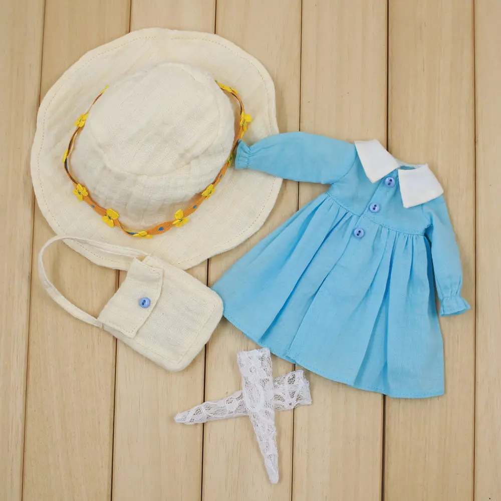 Outfits for ICY Blyth doll Blue simple dress with lace socks,hat and bag Leisure outfit for 1/6 Joint
Outfits for ICY Blyth doll Blue simple dress with lace socks,hat and bag Leisure outfit for 1/6 Joint