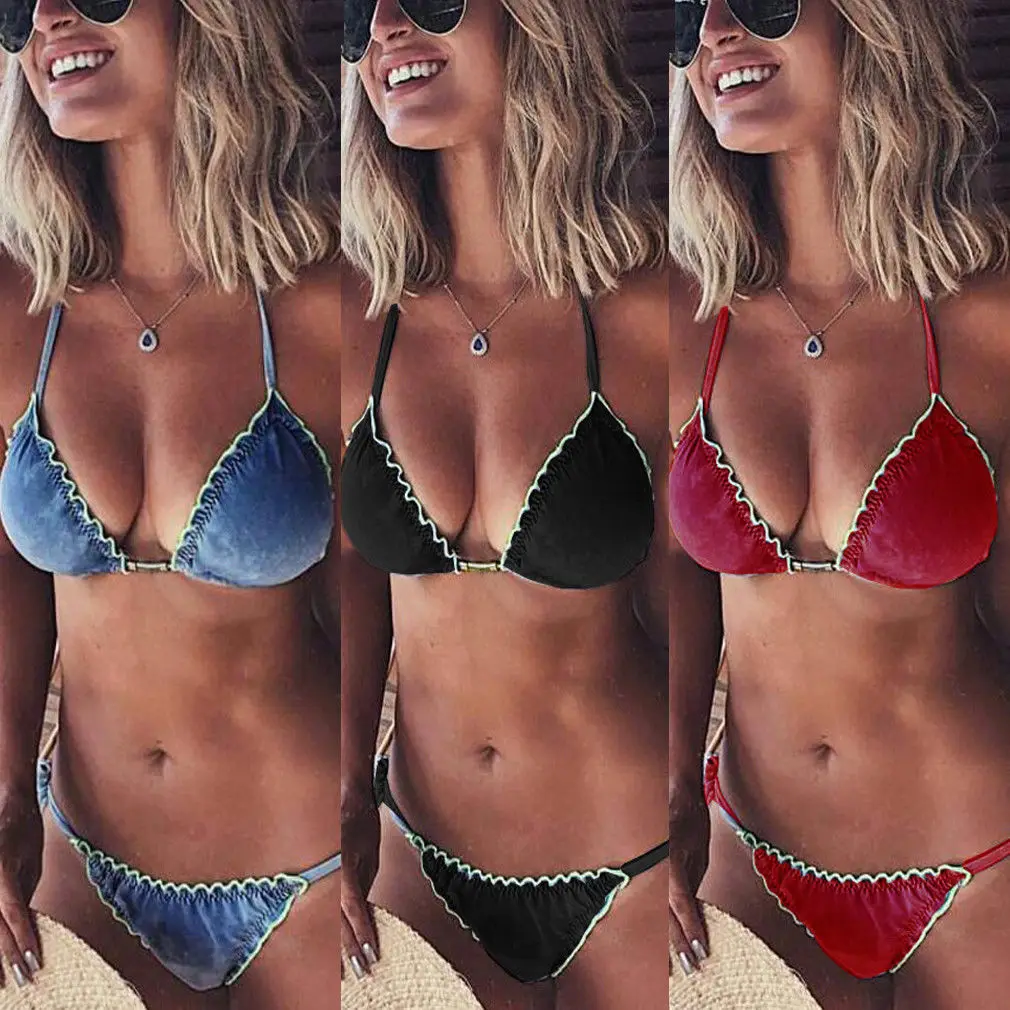 GLANE Women Triangle Padded Push Up Brazilian Bra Thong sexy Bikini Set Swimsuit summer Swimwear Hot Beachwear pop bequini Suit
GLANE Women Triangle Padded Push Up Brazilian Bra Thong sexy Bikini Set Swimsuit summer Swimwear Hot Beachwear pop bequini Suit