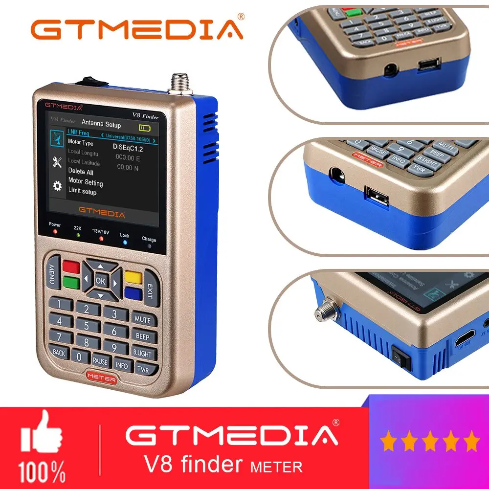 FREESAT/GTMEDIA V8 Finder Meter 3.5"LCD DVB-S2/S2X Digital Satellite Finder High Definition H.265 And 3000mAh Battery Sat Finder
FREESAT/GTMEDIA V8 Finder Meter 3.5"LCD DVB-S2/S2X Digital Satellite Finder High Definition H.265 And 3000mAh Battery Sat Finder
