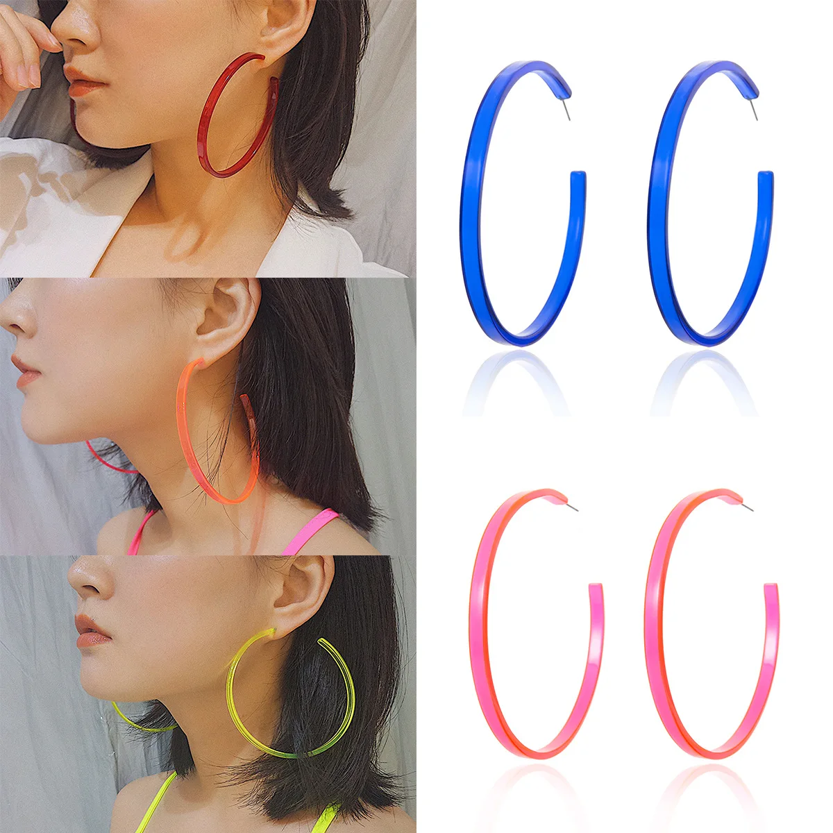 Exaggerated Geometric Semicircular Earrings for Women 2019 Fashion Jewelry Fluorescent Color Large Round C-shaped Earring Femme
Exaggerated Geometric Semicircular Earrings for Women 2019 Fashion Jewelry Fluorescent Color Large Round C-shaped Earring Femme