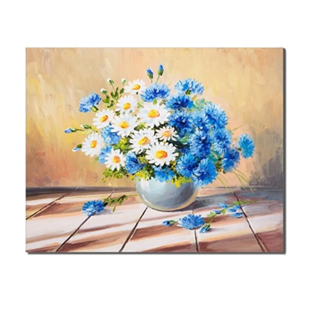 

Frameless Bright Daisy Flowers Still Life In A Vase Sun Flower Canvas Oil Paintings Posters Artworks Unique Gifts For Home Decor