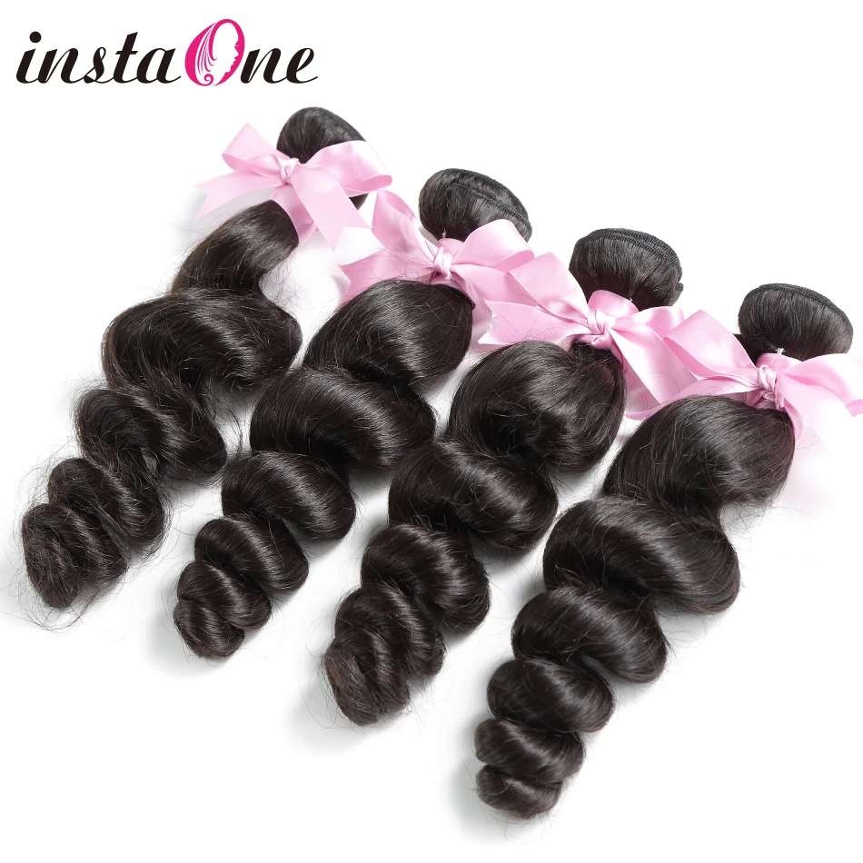 

Instaone Hair 10A Brazilian Virgin Hair Loose Wave Unprocessed Natural Color Human Hair Weave Bundles Free Shipping 1B