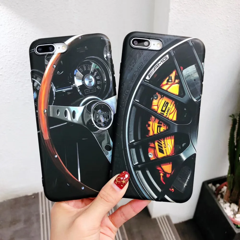 AMG Tire Design Soft Silicon Case for iPhone 6 6s 7 8 Plus X XS XR Max