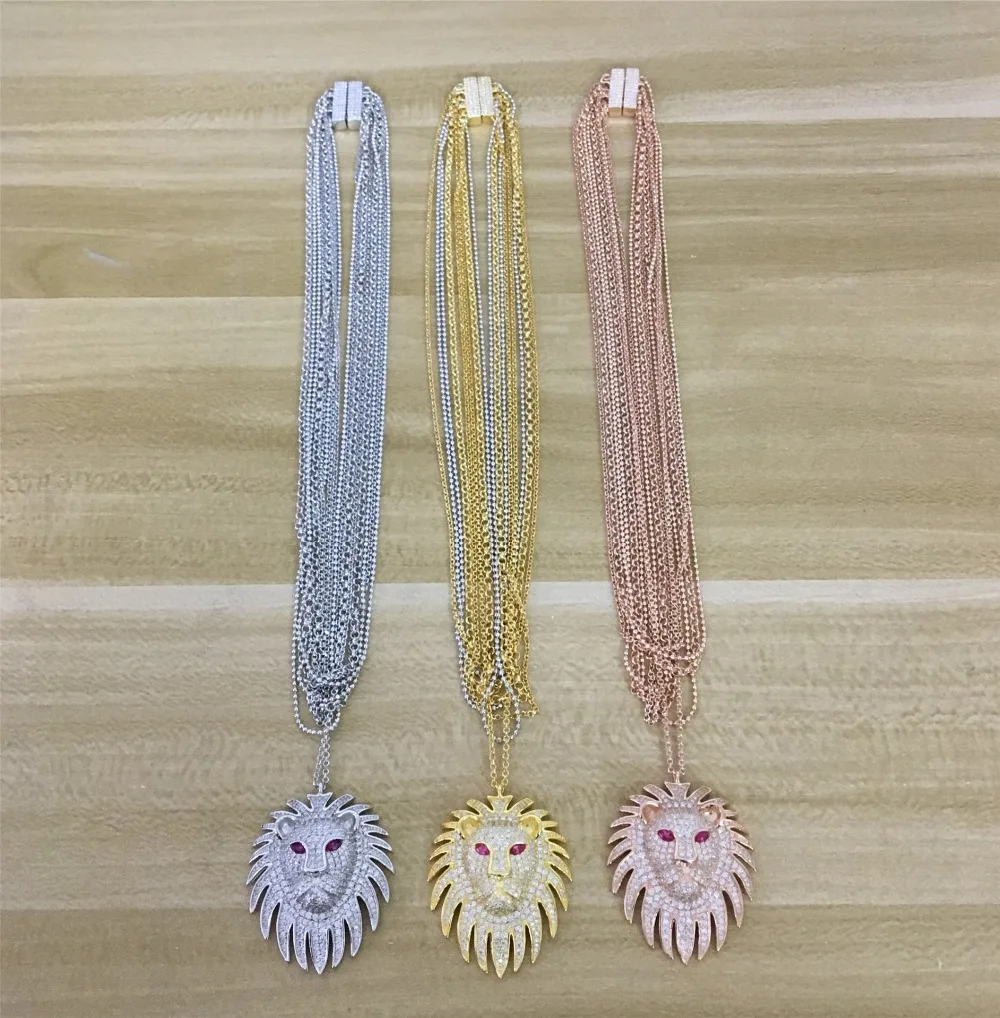 925 sterling silver cubic Zirconia lion head animal pendants christmas deals multi layer necklaces chain for women
925 sterling silver cubic Zirconia lion head animal pendants christmas deals multi layer necklaces chain for women