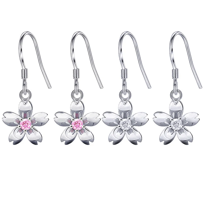 Flower Earrings With Silver Color Cz Daisy Cherry Blossom Drop Earrings Jewelry For Female
Flower Earrings With Silver Color Cz Daisy Cherry Blossom Drop Earrings Jewelry For Female