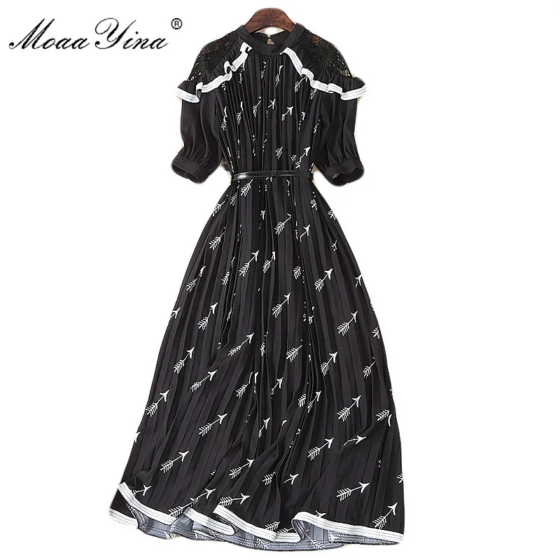 MoaaYina Fashion Designer Runway Dress Summer Women dress Lace Ruffles Short sleeve Print Pleated Black Elegant Dresses
MoaaYina Fashion Designer Runway Dress Summer Women dress Lace Ruffles Short sleeve Print Pleated Black Elegant Dresses