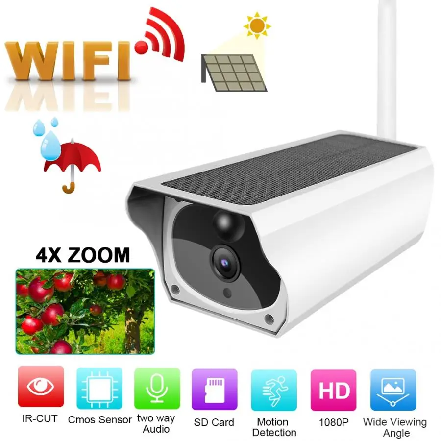 Outdoor 4 X Zoom 2MP 1080P Wireless Wifi Solar Waterproof Security CCTV Camera for ONVIF Wifi
Outdoor 4 X Zoom 2MP 1080P Wireless Wifi Solar Waterproof Security CCTV Camera for ONVIF Wifi