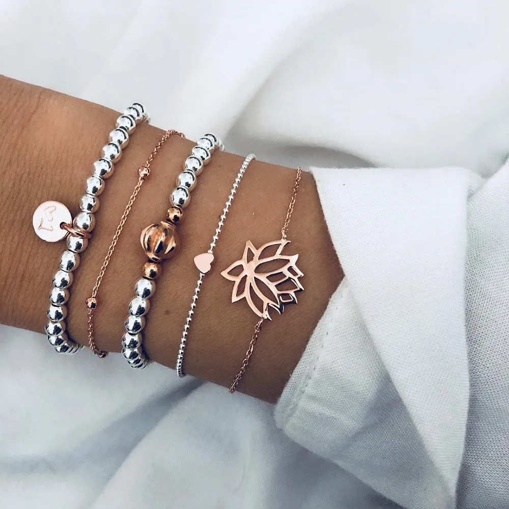 5Pcs/Set New Women's Bracelet Set Decoration Simple Lotus Love Jewelry Women Fashion Jewelry
5Pcs/Set New Women's Bracelet Set Decoration Simple Lotus Love Jewelry Women Fashion Jewelry