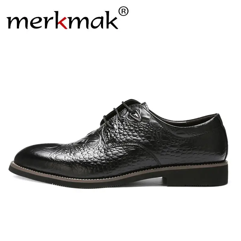 Merkmak Crocodile Skin Men Dress Shoes Lace Up Leather Oxfords Male Formal Comfortable Business Soft Man Footwear Office Flats
Merkmak Crocodile Skin Men Dress Shoes Lace Up Leather Oxfords Male Formal Comfortable Business Soft Man Footwear Office Flats