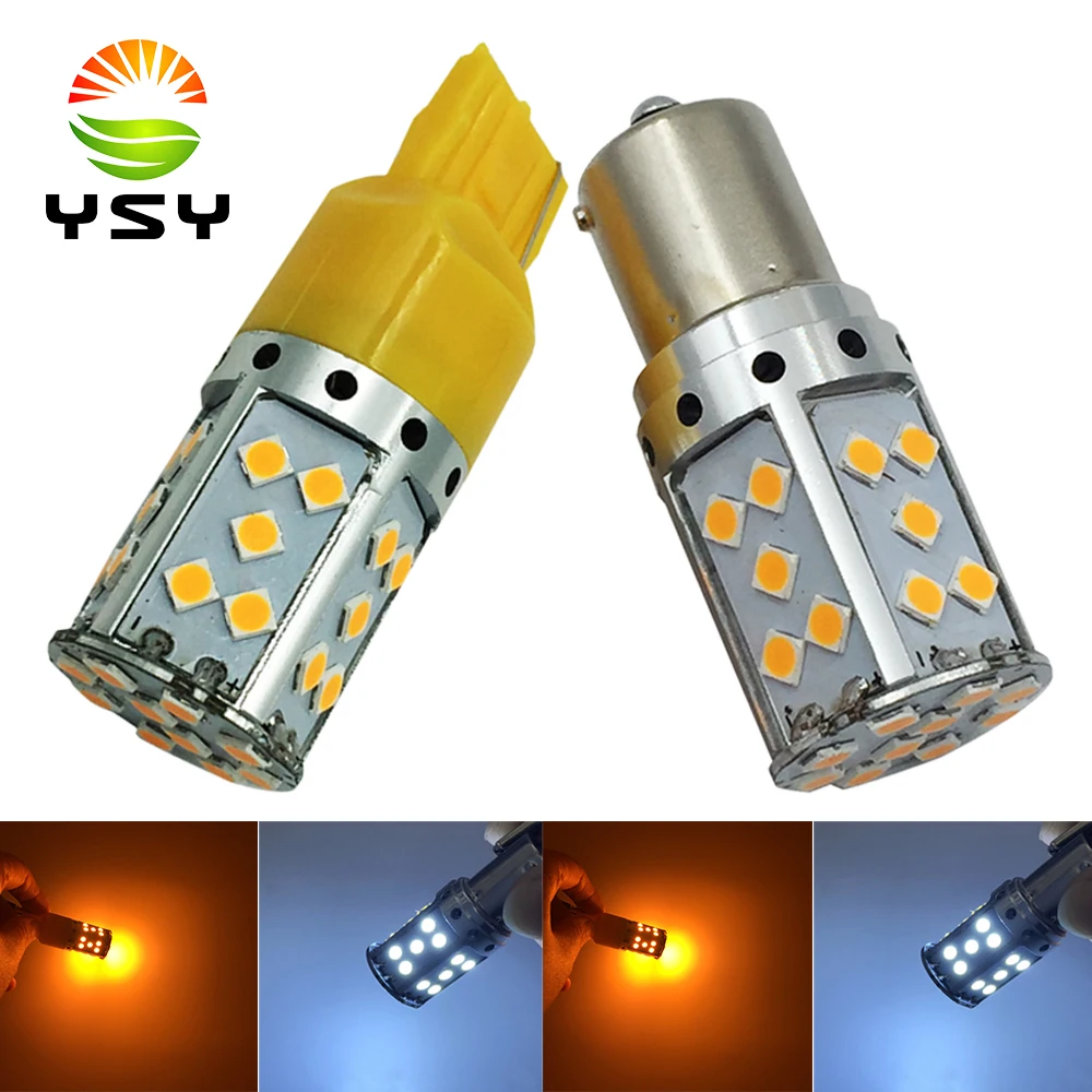 

YSY 2X 1156 PY21W BA15S BAU15S LED Bulbs 3030-35SMD Amber T20 7440 P21W Turn Backup Reverse Stop Signal Canbus Anti-Hyper Flash