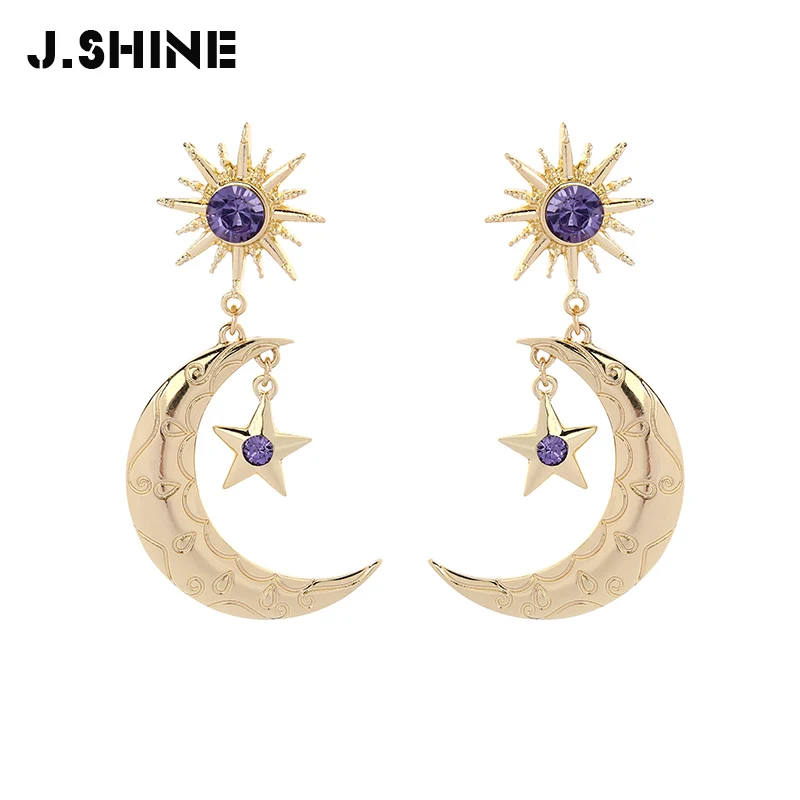 JShine Gold Color Moon Star Earrings 2019 New Korean Earrings for Women Crystal Sun Luxury Fashion Jewelry Womens Accessories
JShine Gold Color Moon Star Earrings 2019 New Korean Earrings for Women Crystal Sun Luxury Fashion Jewelry Womens Accessories