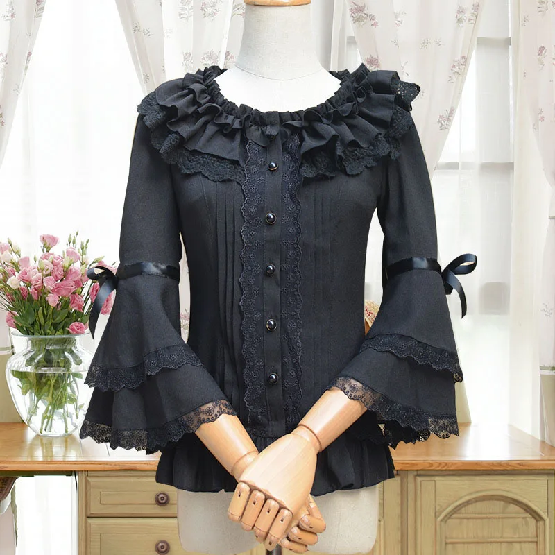 Black Victorian Long Flare Sleeve Chiffon Ruffle Blouse Gothic Lolita Shirt Women 2017 Blouses And Tops Used In Matching Corset
Black Victorian Long Flare Sleeve Chiffon Ruffle Blouse Gothic Lolita Shirt Women 2017 Blouses And Tops Used In Matching Corset