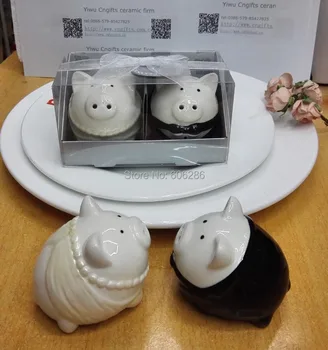 50sets/lot Black White Pig Bride and Groom Ceramic Salt and Pepper Shakers for Wedding Souvenirs and Birthday Party Favors 
50sets/lot Black White Pig Bride and Groom Ceramic Salt and Pepper Shakers for Wedding Souvenirs and Birthday Party Favors