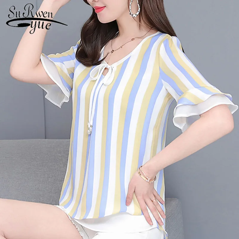 Fashion women tops and blouses 2019 ladies tops blouse shirt bow striped chiffon blouse short plus size Flare Sleeve 4008 50
Fashion women tops and blouses 2019 ladies tops blouse shirt bow striped chiffon blouse short plus size Flare Sleeve 4008 50