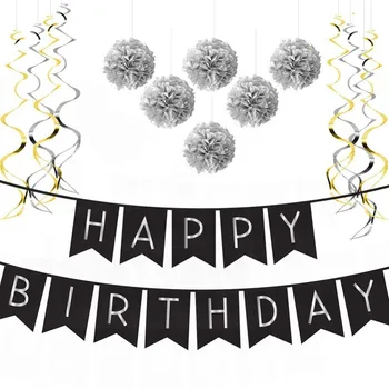 Happy Birthday Decoration Kit,Happy Birthday Bunting Banner,Paper Pom Poms,Swrils Pack-Theme Party Room Decorations
Happy Birthday Decoration Kit,Happy Birthday Bunting Banner,Paper Pom Poms,Swrils Pack-Theme Party Room Decorations