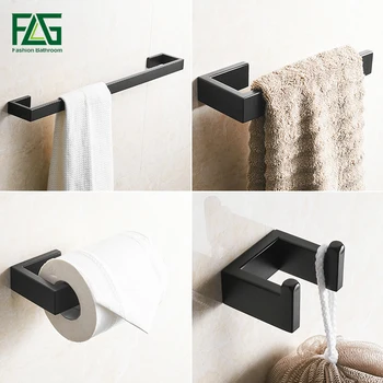 FLG 304 Stainless Steel Black Bathroom Accessories Set Towel Bar Robe hook Paper Holder Wall Mounted Bath Hardware Sets G124-4B
FLG 304 Stainless Steel Black Bathroom Accessories Set Towel Bar Robe hook Paper Holder Wall Mounted Bath Hardware Sets G124-4B
