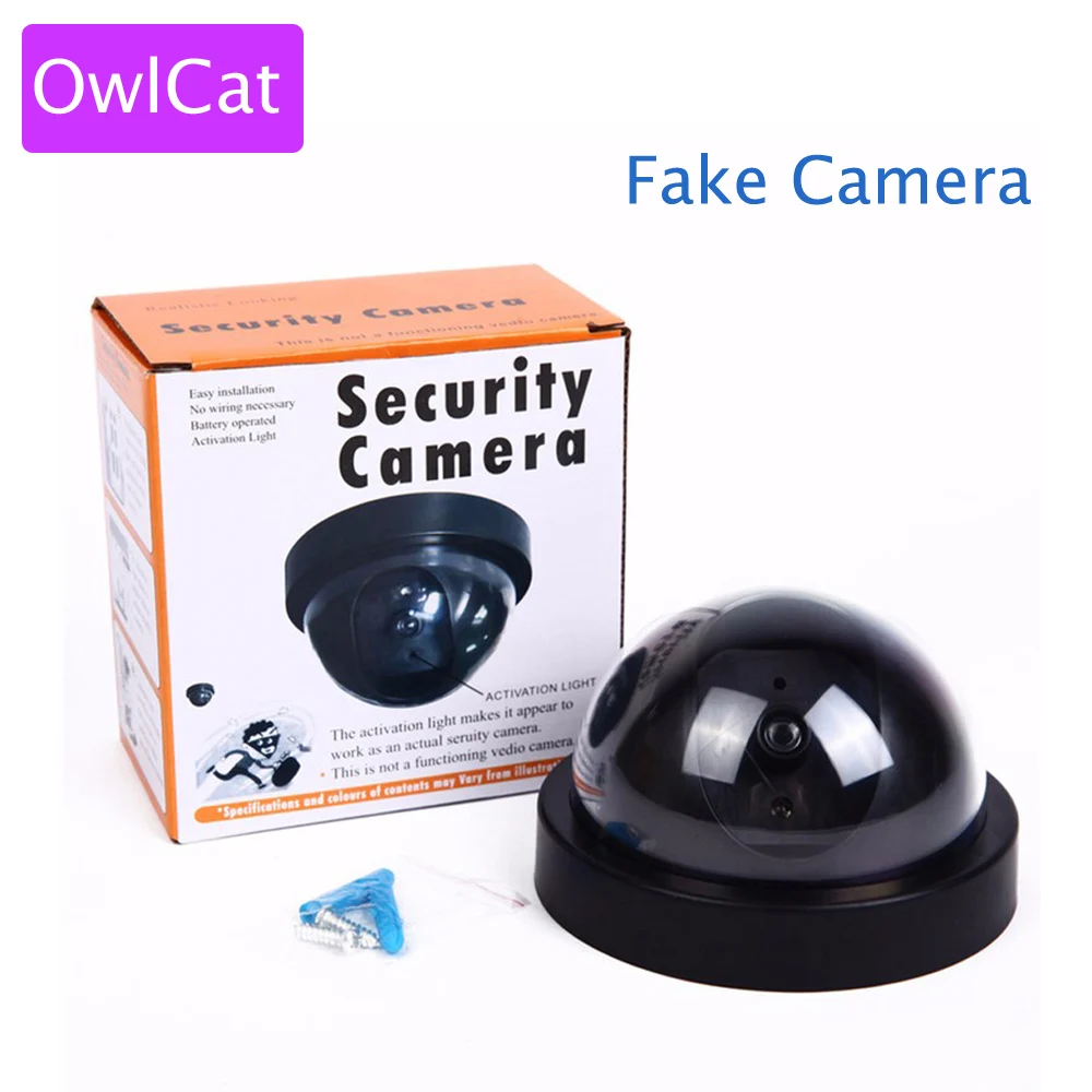 

OwlCat Emulational Dummy Surveillance Camera Fake Camera Security CCTV videcam Wireless Indoor Dome kamepa with Blinking IR LED