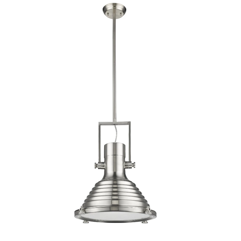 CH58021BN16-DP1 IRONCLAD Industrial-style 1 Light Brushed Nickel Ceiling Mini Pendant 16 Shade