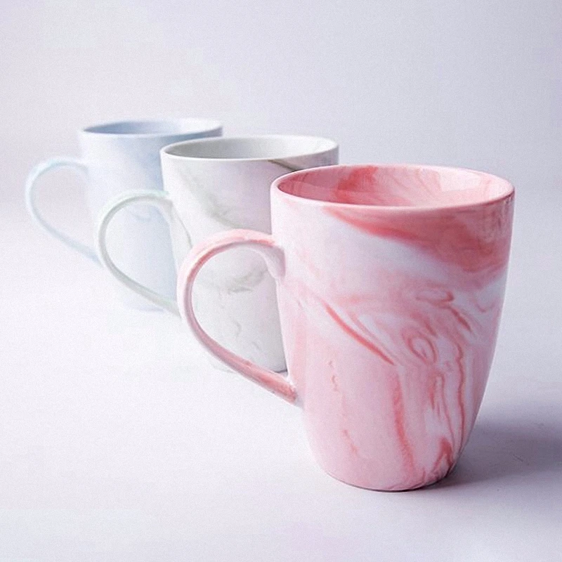 Image 350ML Modern Marbled Pattern Ceramic Mug 1Pcs Milk Coffee Mug Coffee Tea Home Office Drinkware Unique Birthday Gift 4 Colors