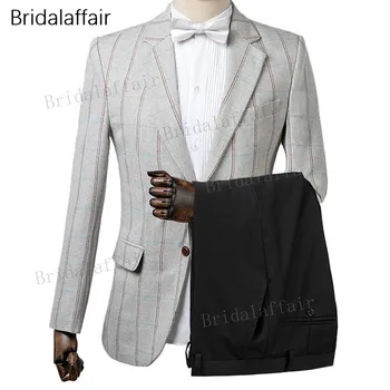 KUSON Custom Made Groom Tuxedo Light Grey Plaid Men Suit Set For Wedding Prom Formal Slim Mens Suits 2Pcs (Jacket+Black Pants)
KUSON Custom Made Groom Tuxedo Light Grey Plaid Men Suit Set For Wedding Prom Formal Slim Mens Suits 2Pcs (Jacket+Black Pants)