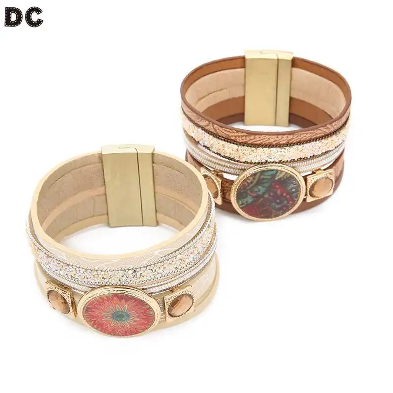 Leather Women Bracelets With Cermet Beaded Leather Magnet Buckle Bracelet For Women Charming Personality Wrist Trinkets Bangles
Leather Women Bracelets With Cermet Beaded Leather Magnet Buckle Bracelet For Women Charming Personality Wrist Trinkets Bangles