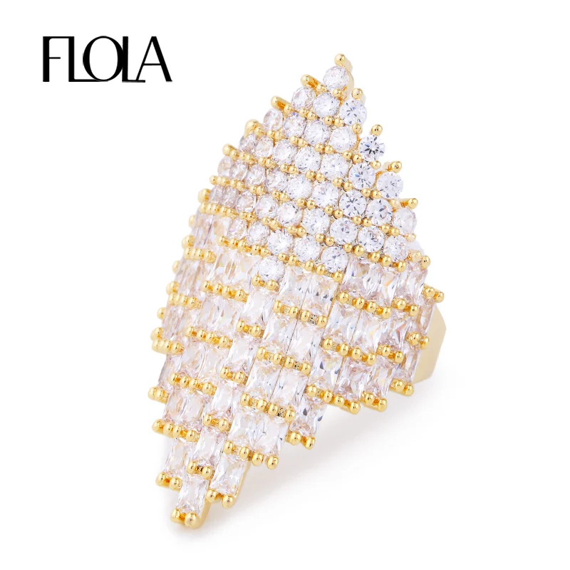 FLOLA Full-zircon Exquisite Big Gold Ring For Woman Curved Geometric CZ Jewelry Women Ring Wedding Party Accessory Bague rigf26
FLOLA Full-zircon Exquisite Big Gold Ring For Woman Curved Geometric CZ Jewelry Women Ring Wedding Party Accessory Bague rigf26