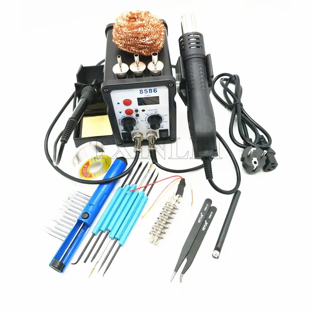 220V 8586 700W 2 in 1 SMD Rework Soldering Station Hot Air Gun + Solder Iron With Free Gifts
220V 8586 700W 2 in 1 SMD Rework Soldering Station Hot Air Gun + Solder Iron With Free Gifts