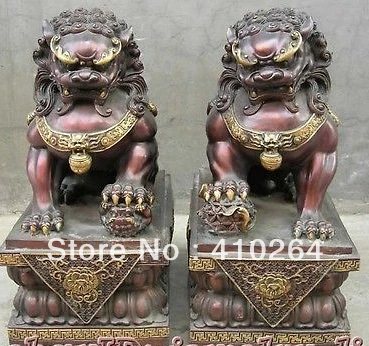 Chinese Antique Bronze Guardian Lion Foo Fu Dog Door guard Statue A Pair H25 cm
Chinese Antique Bronze Guardian Lion Foo Fu Dog Door guard Statue A Pair H25 cm
