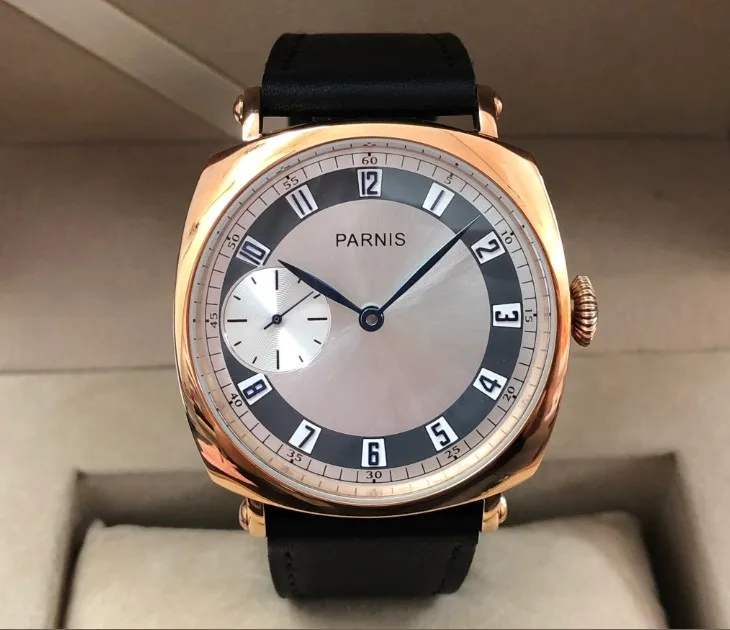 45mm PARNIS blue hand asian 6497 17 jewels Mechanical Hand Wind movement men's watch Rose gold color case pa125-p8
45mm PARNIS blue hand asian 6497 17 jewels Mechanical Hand Wind movement men's watch Rose gold color case pa125-p8