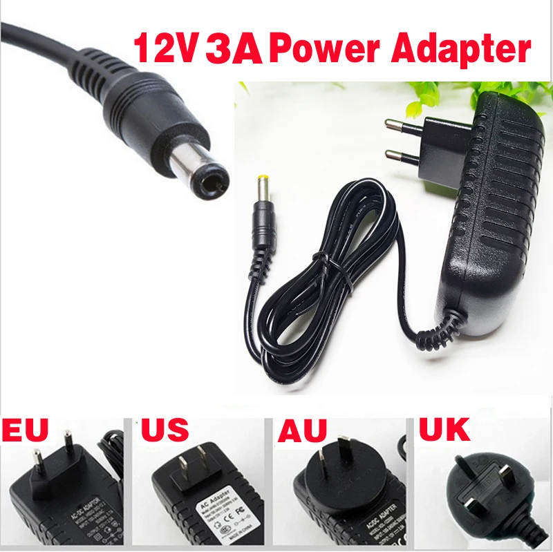 High Quality EU / US / UK / AU Plug Adapter AC 100-240V To DC 12V 3A Power Supply For 3528 5050 Strip LED Light
High Quality EU / US / UK / AU Plug Adapter AC 100-240V To DC 12V 3A Power Supply For 3528 5050 Strip LED Light