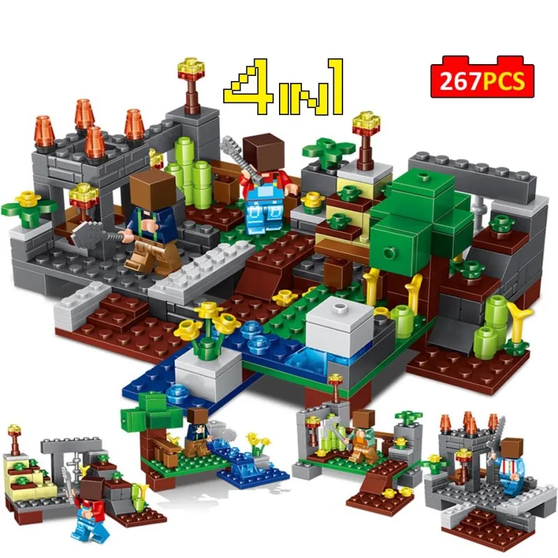 267 шт 4 в 1 город группа мой мир Compatibie Legoings Строительные блоки Набор игрушек Сделай