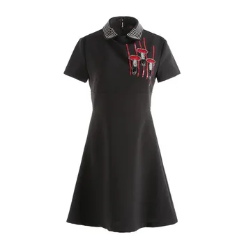 New with the spring and summer 2018 little black dress Lapel lipstick sequins embroidery short sleeved dress F0132 a
New with the spring and summer 2018 little black dress Lapel lipstick sequins embroidery short sleeved dress F0132 a