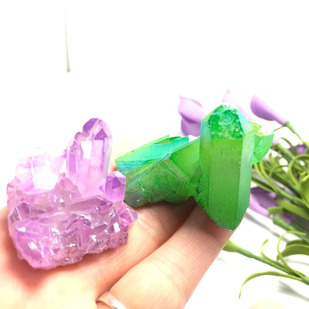 2pcs Beautiful Aura Crystal Cluster Angel Aura Titanium Quartz Crystal Stunning Rainbow Specimen Minerals Reiki Healing Chakra
2pcs Beautiful Aura Crystal Cluster Angel Aura Titanium Quartz Crystal Stunning Rainbow Specimen Minerals Reiki Healing Chakra