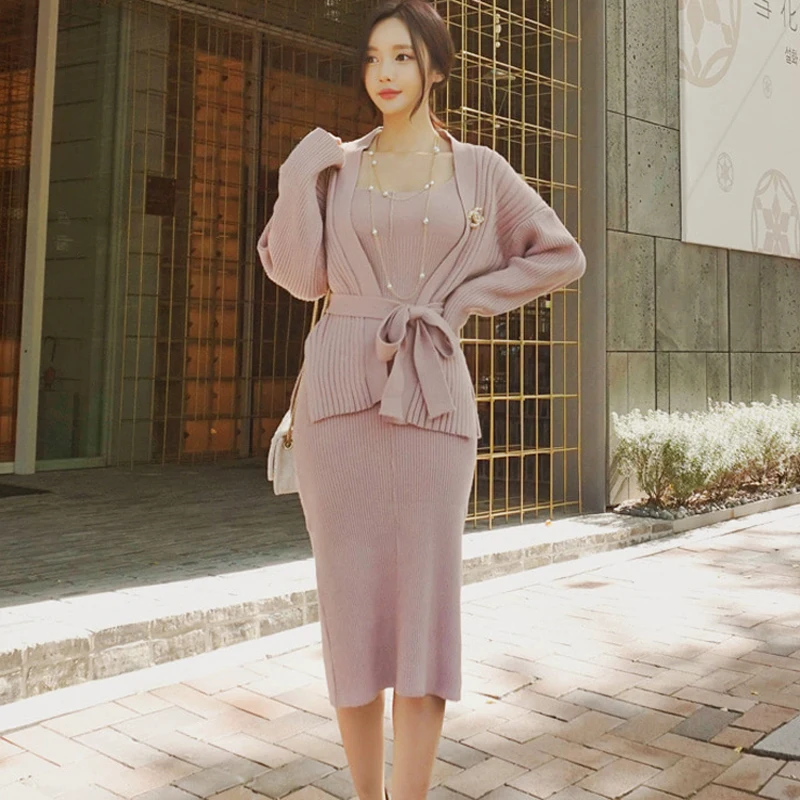 Spring Two Pieces Knitted Set Cardigans and Dress Women Bandage Open Stitch Sweater Bodycon Sleeveless Dresses Women Suits 2018
Spring Two Pieces Knitted Set Cardigans and Dress Women Bandage Open Stitch Sweater Bodycon Sleeveless Dresses Women Suits 2018