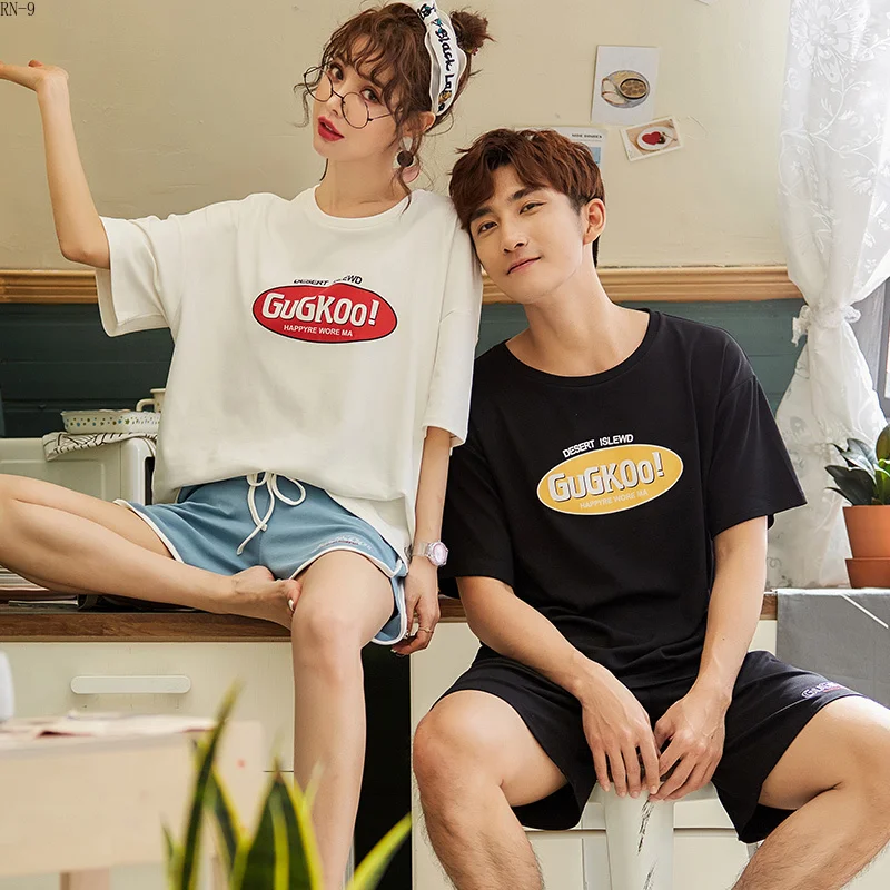 Cotton Pajamas Couples Pajamas Suit Summer Loose Short-sleeved Girls Sleepwear Cartoon Couple Pajama Set Women Loungewear suit
Cotton Pajamas Couples Pajamas Suit Summer Loose Short-sleeved Girls Sleepwear Cartoon Couple Pajama Set Women Loungewear suit