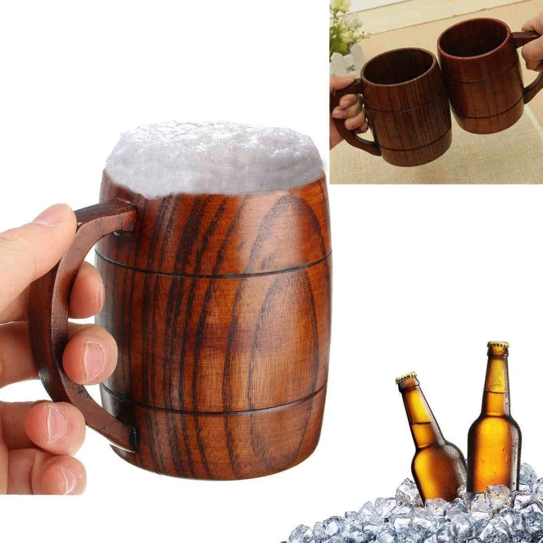 1pc Wooden Milk Beer Coffee Cup Drink Juice Tea Mug Barrel Mugs Gift Handmade