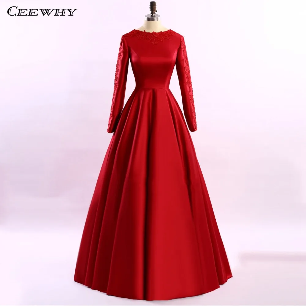 CEEWHY Satin Red Gown Evening Dress Long Sleeve Formal Dress Women Elegant Appliques Prom Evening Gown Sukienka Wieczorowa
CEEWHY Satin Red Gown Evening Dress Long Sleeve Formal Dress Women Elegant Appliques Prom Evening Gown Sukienka Wieczorowa