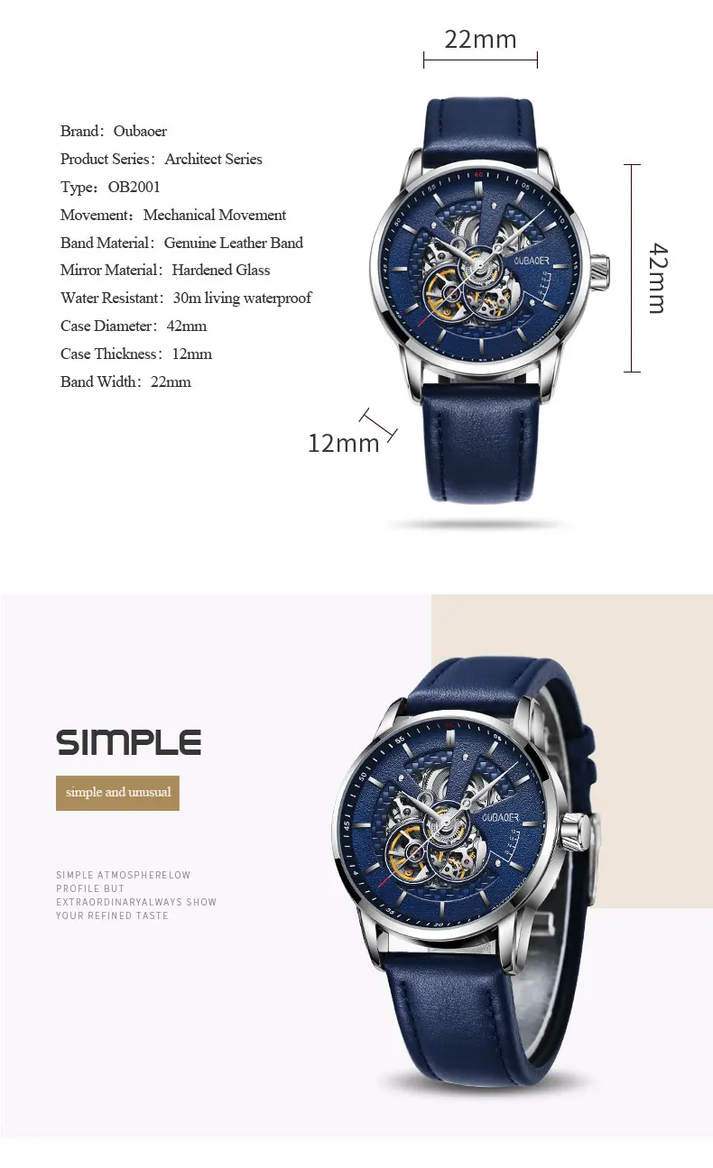 Luxury Tourbillon Mechanical Leather Watch