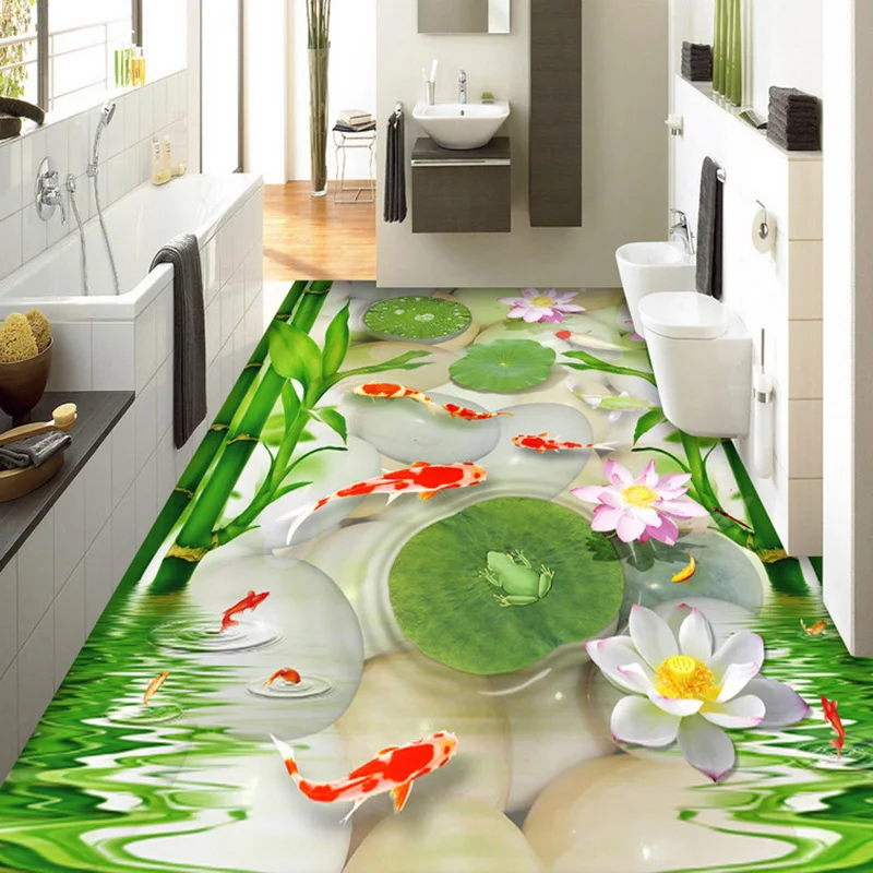 Custom Photo Wall Paper Chinese Style Goldfish Pebbles Bamboo Lotus Frog 3D Floor Tiles Mural Wallpaper Living Room PVC Sticker
Custom Photo Wall Paper Chinese Style Goldfish Pebbles Bamboo Lotus Frog 3D Floor Tiles Mural Wallpaper Living Room PVC Sticker