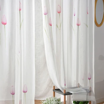 Chinese Hand Drawing Curtains for Living Room Drawing tulip Kitchen Curtains for Bedroom Window Tulle Curtain Customized
Chinese Hand Drawing Curtains for Living Room Drawing tulip Kitchen Curtains for Bedroom Window Tulle Curtain Customized
